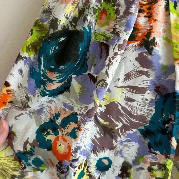 Minuet Floral Sweetheart Fit and Flare Dress, Blue/Green/Purple, Size Medium - Picture 14 of 16